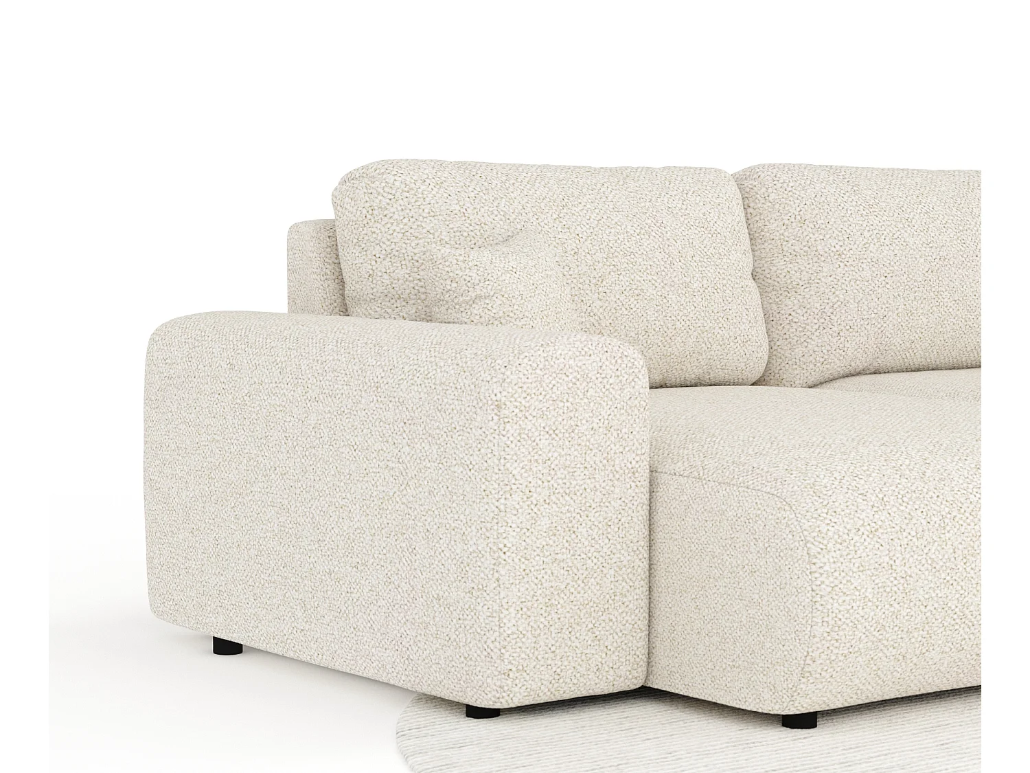 Canapé d'angle panoramique en tissu bouclette Zanzibar - 6 places - beige clair