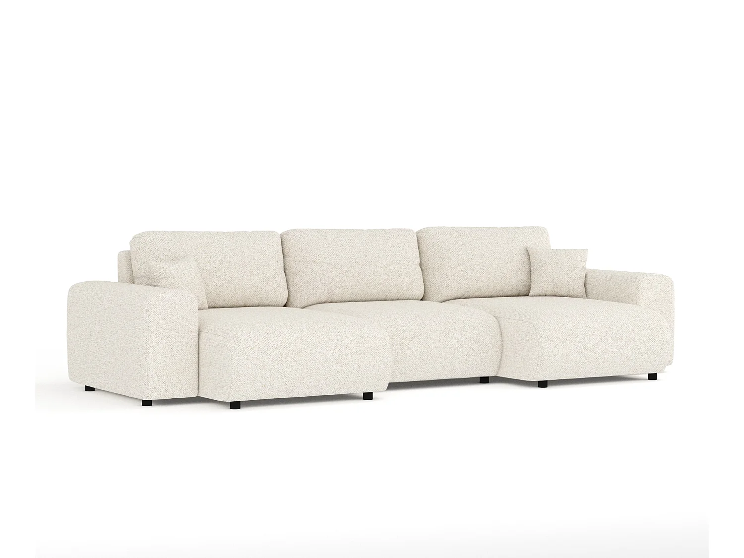 Canapé d'angle panoramique en tissu bouclette Zanzibar - 6 places - beige clair