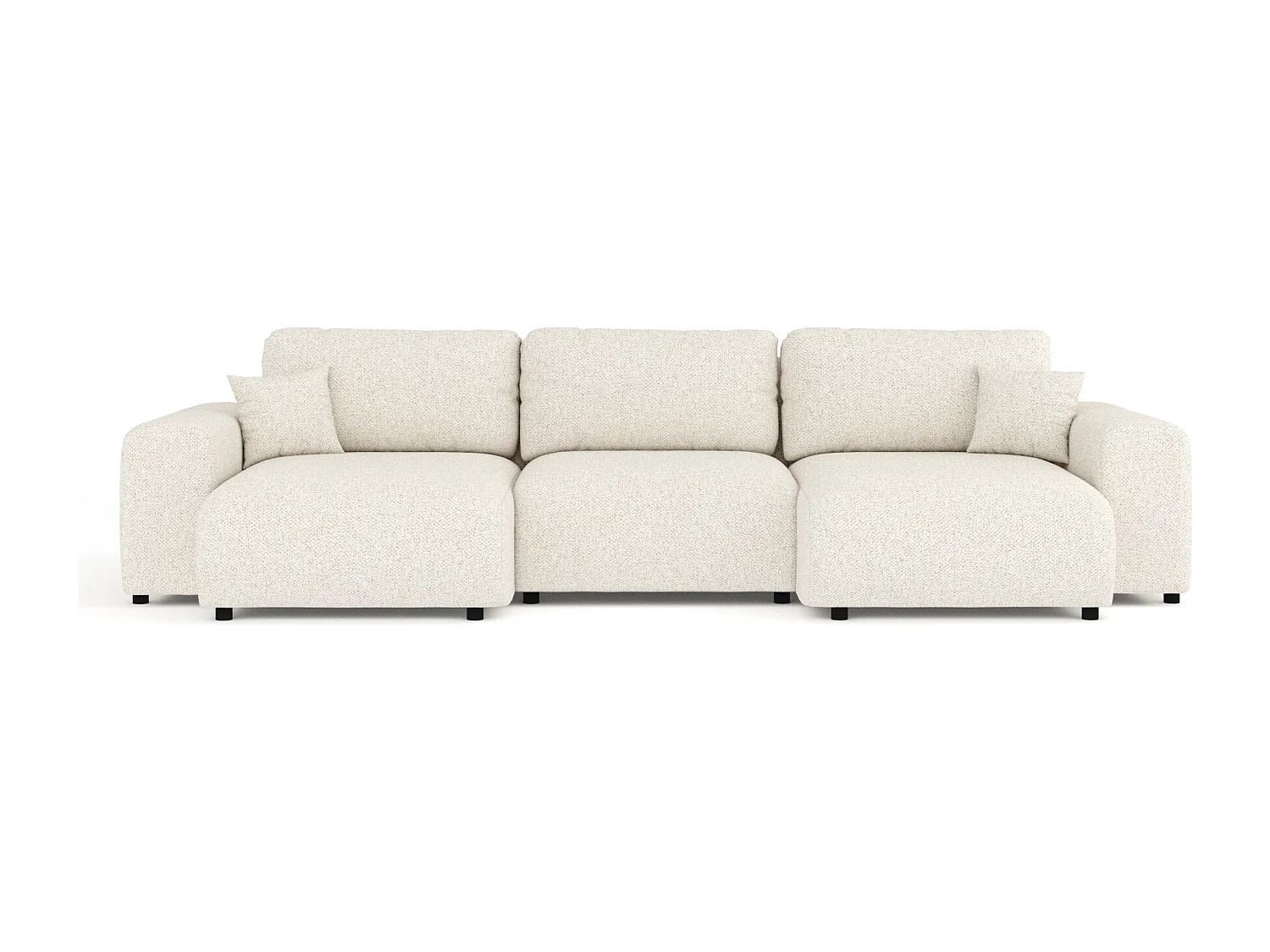 Canapé d'angle panoramique en tissu bouclette Zanzibar - 6 places - beige clair
