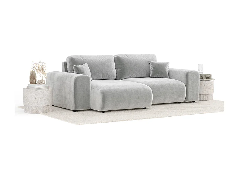 Ecksofa im Samtstoff Zanzibar - Vier-Personen - hellgrau