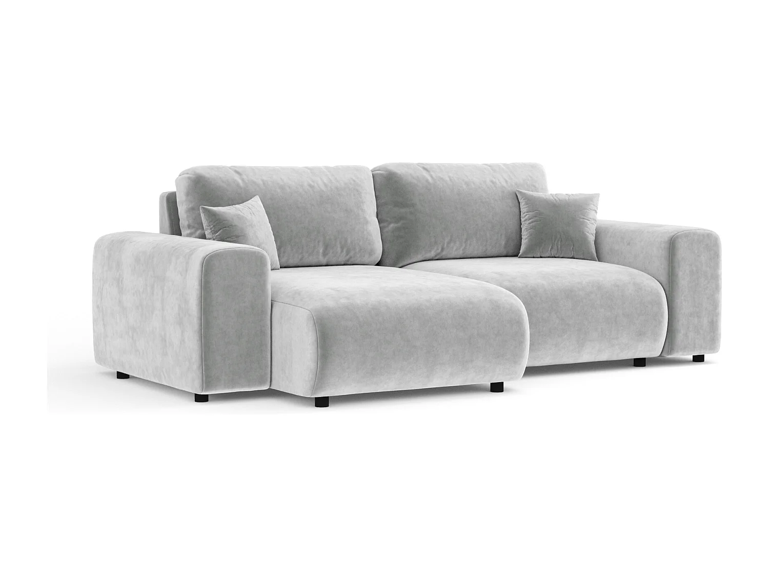 Canapé d'angle en tissu velours Zanzibar - 4 places - gris clair