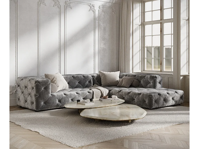 Narożnik Cosimo - szenil - pięcioosobowy - szary