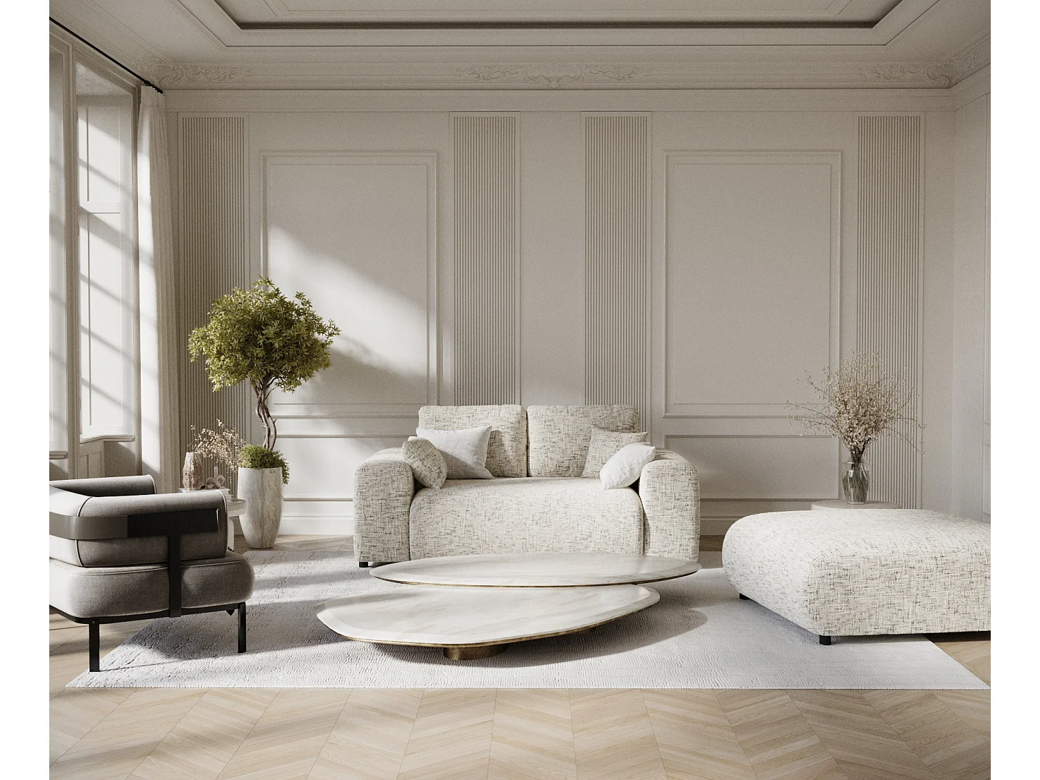 Canapé en toile tissée Zanzibar - 2 places - beige mélangé