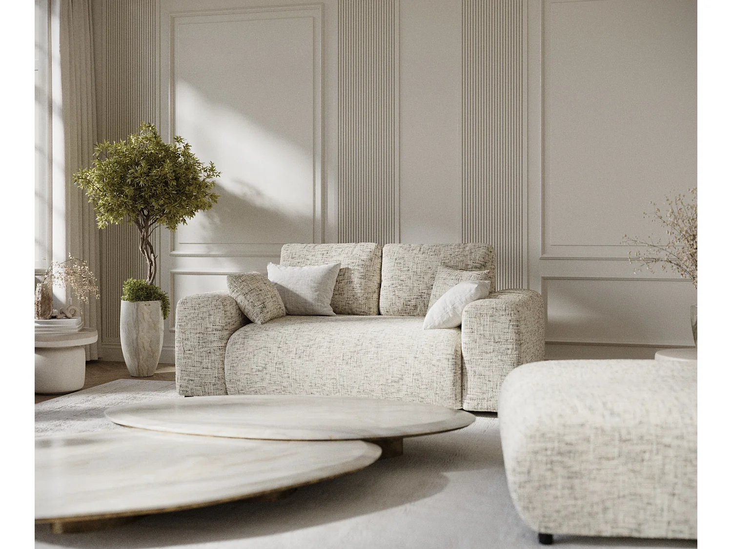 Canapé en toile tissée Zanzibar - 2 places - beige mélangé