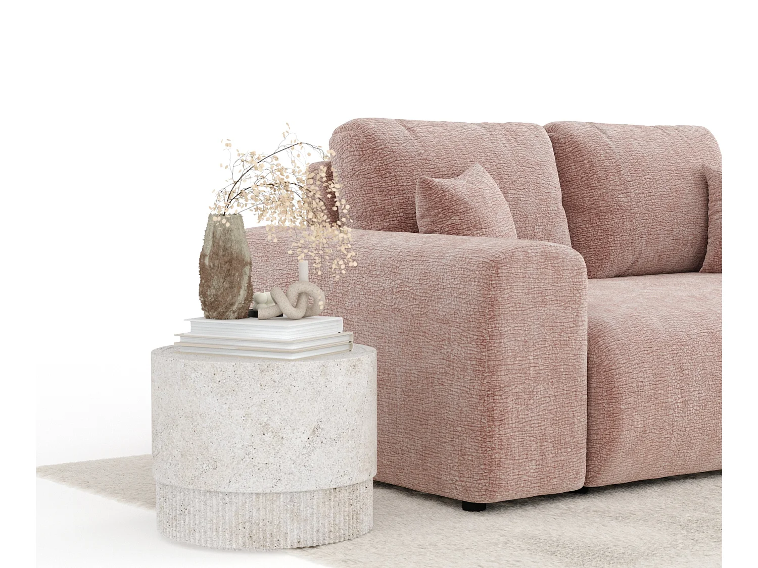 Canapé en tissu chenille Zanzibar - 2 places - rose