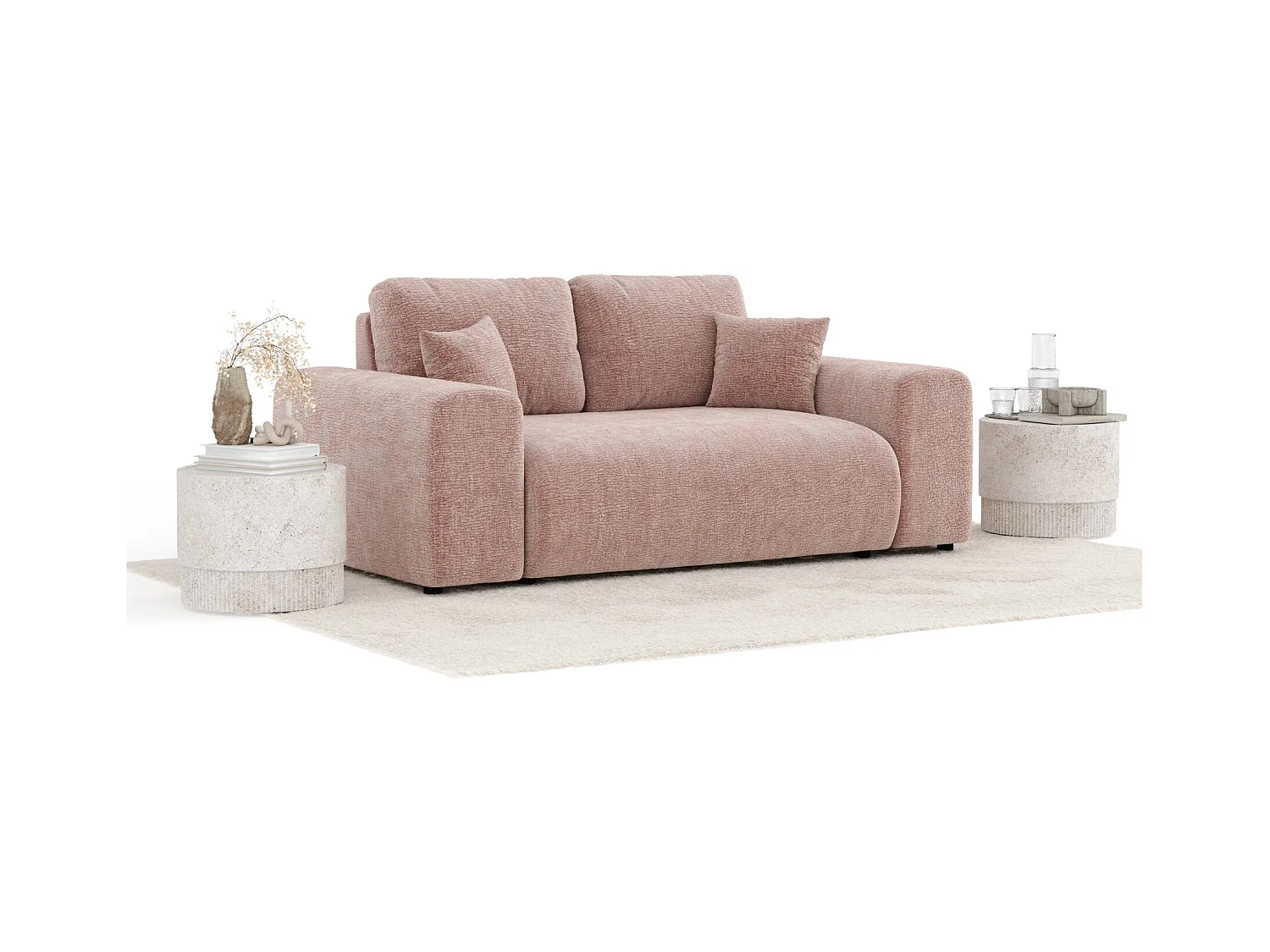 Sofa aus Chenille-Stoff Zanzibar - Zwei-Personen - rosa