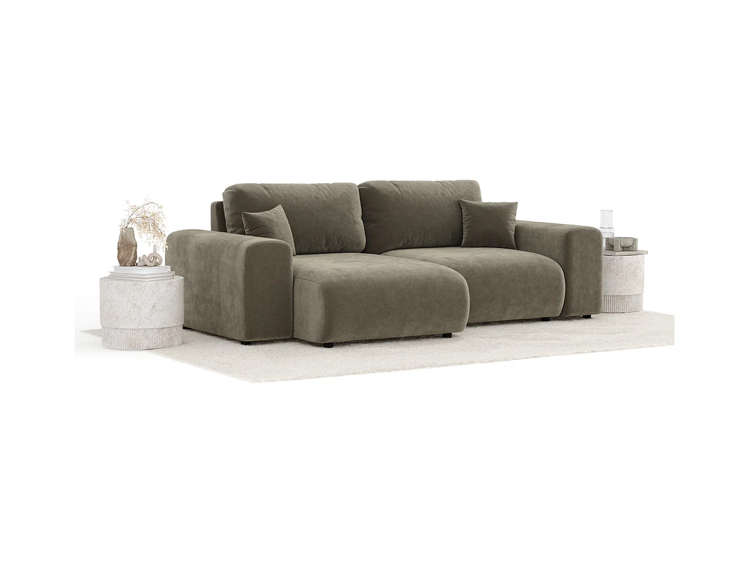 Ecksofa im Samtstoff Zanzibar - Vier-Personen - taupe