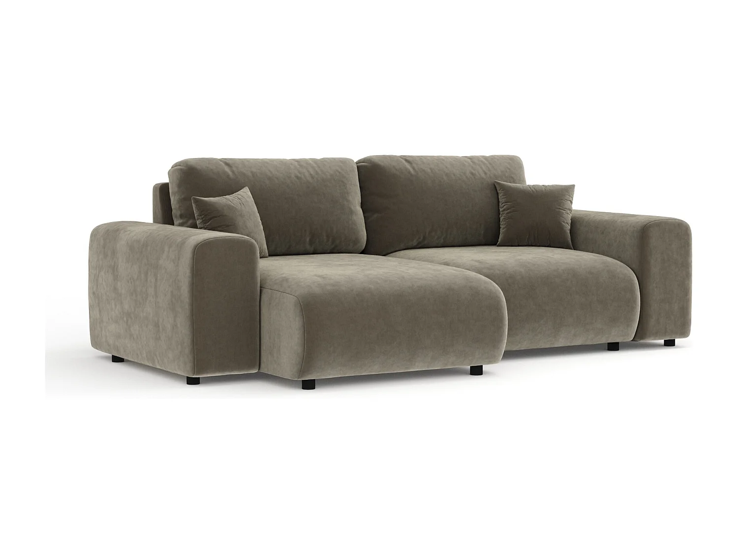 Canapé d'angle en tissu velours Zanzibar - 4 places - taupe