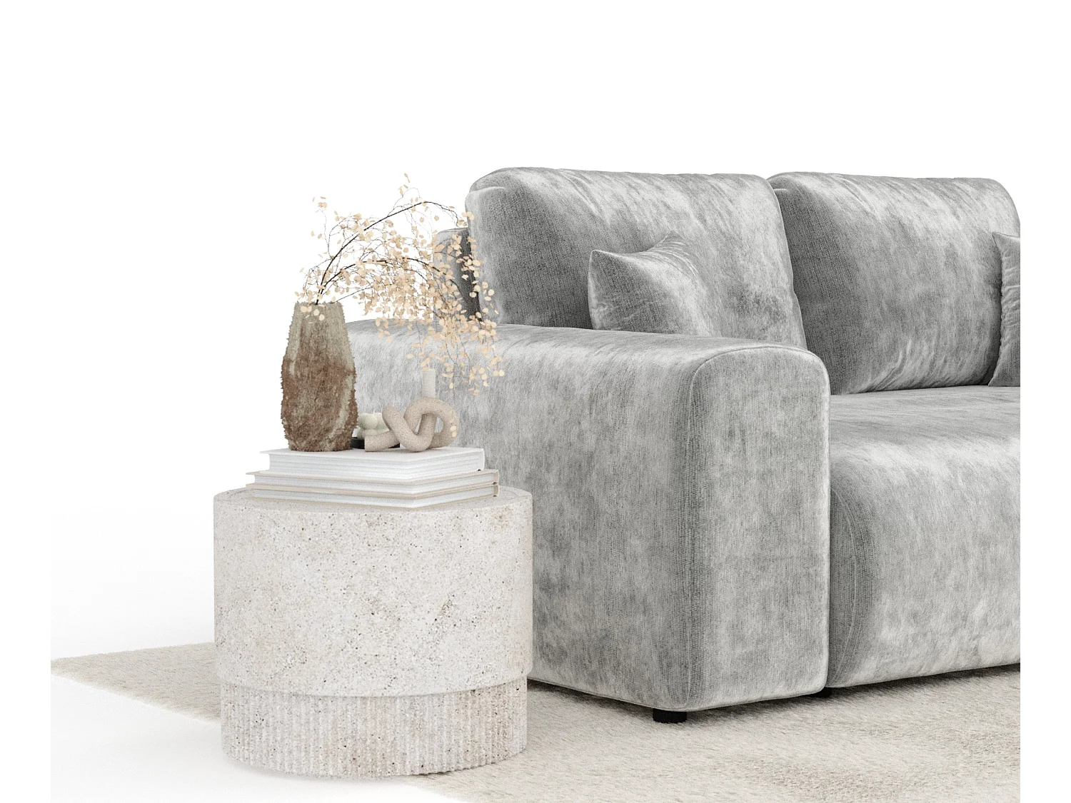 Canapé en tissu chenille Zanzibar - 2 places - gris clair