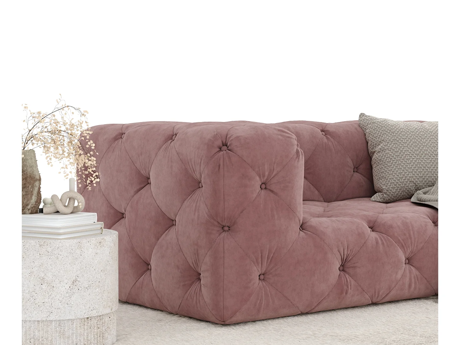 Canapé Cosimo - velours - 2 places - rose