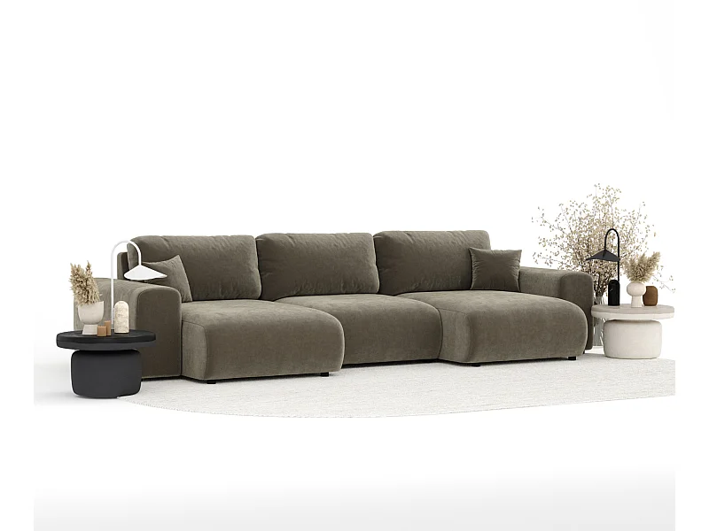 Panorama-Sofa aus Samtstoff Zanzibar - Sechs-Personen - taupe