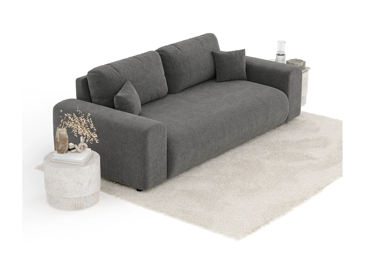 Canapé en tissu chenille Zanzibar - 3 places - gris