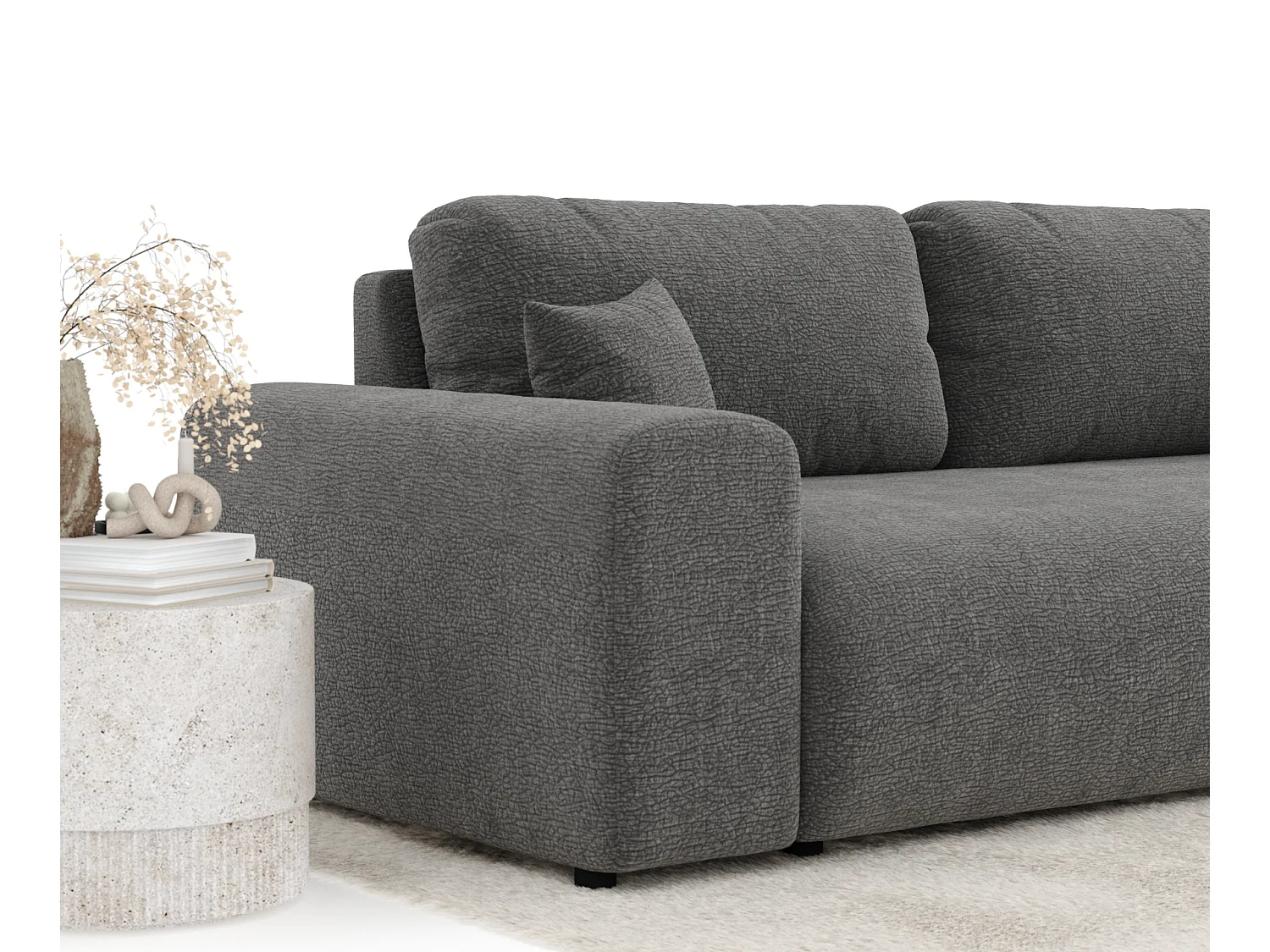 Canapé en tissu chenille Zanzibar - 3 places - gris