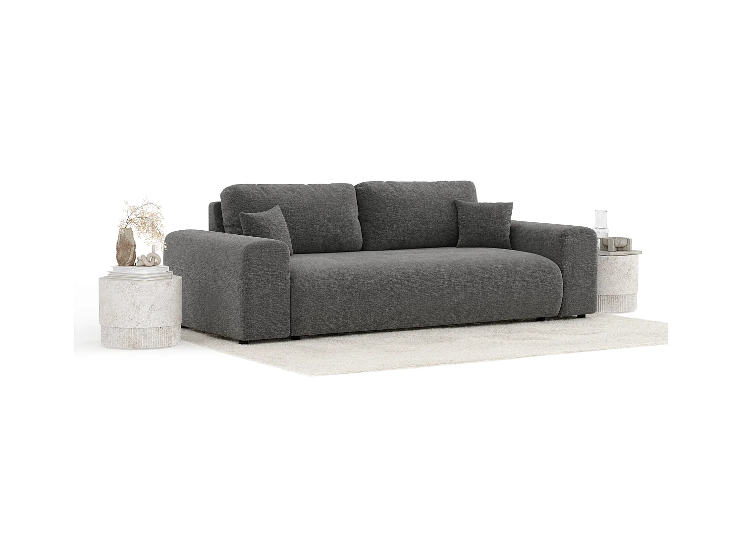Sofa aus Chenille-Stoff Zanzibar - Drei-Personen - grau