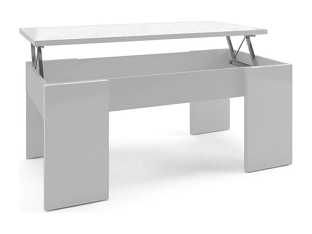 Mesa de centro elevable con almacenaje en blanco artick 100x45-56 cm Vita Blanco Artik (Blanco Mate)