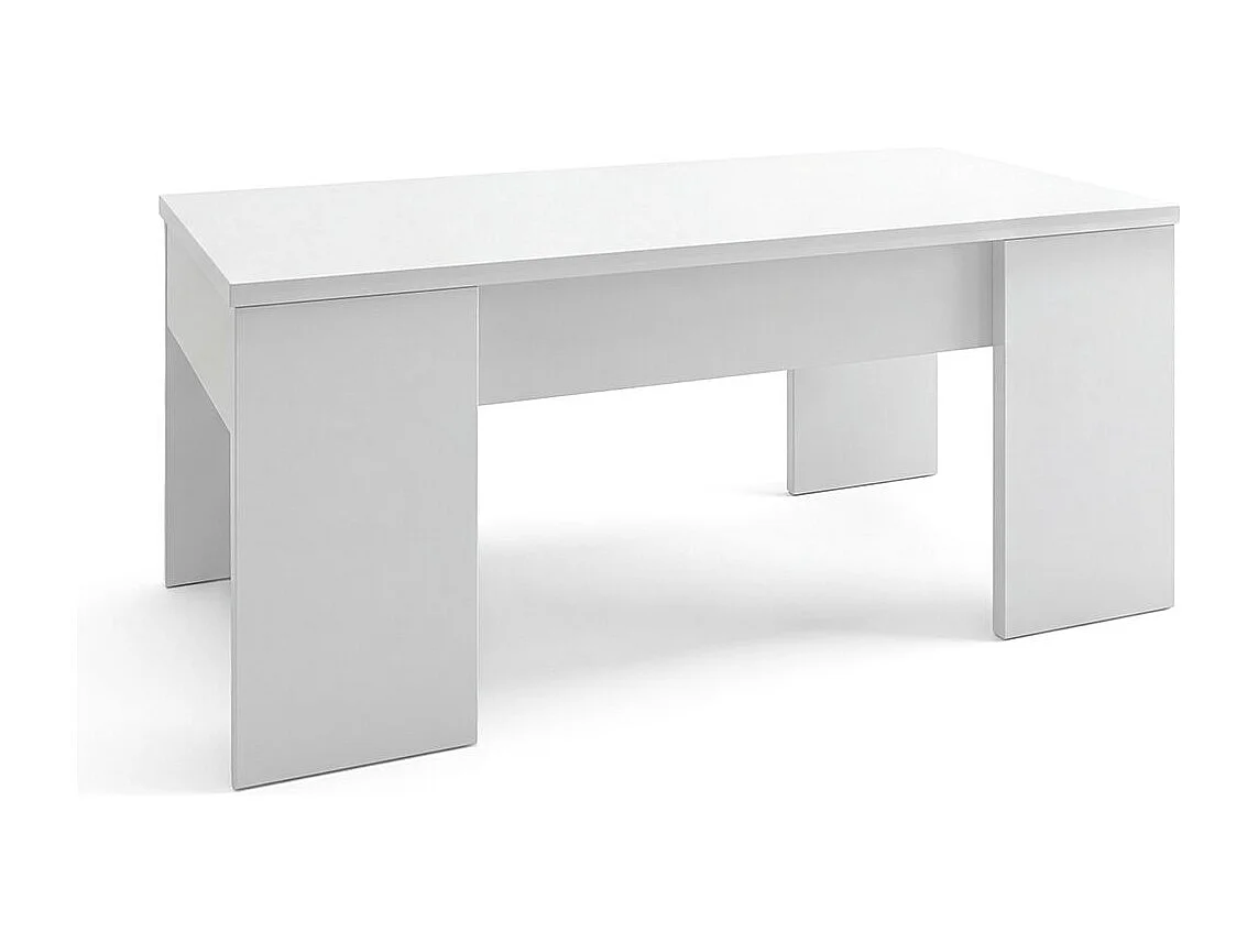 Mesa de centro elevable con almacenaje en blanco artick 100x45-56 cm Vita Blanco Artik (Blanco Mate)