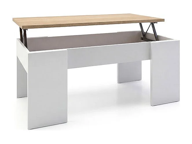 Mesa de centro elevable Vita Blanco Artik (Blanco Mate) - Roble Canadian