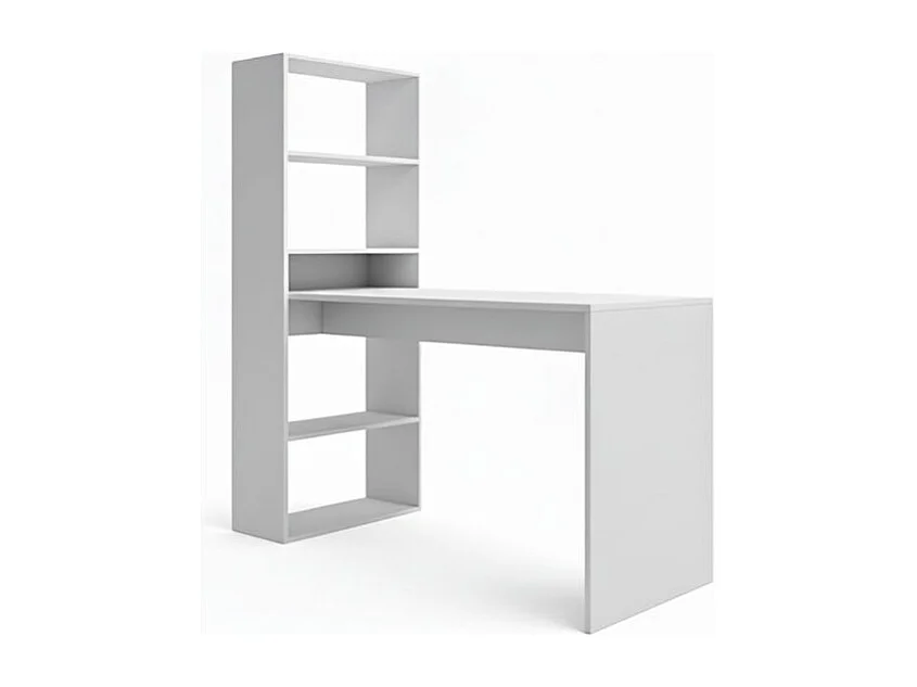 Mesa de escritorio con estantería Cosmic en blanco artik 120 x 144 cm Blanco Artik (Blanco Mate)