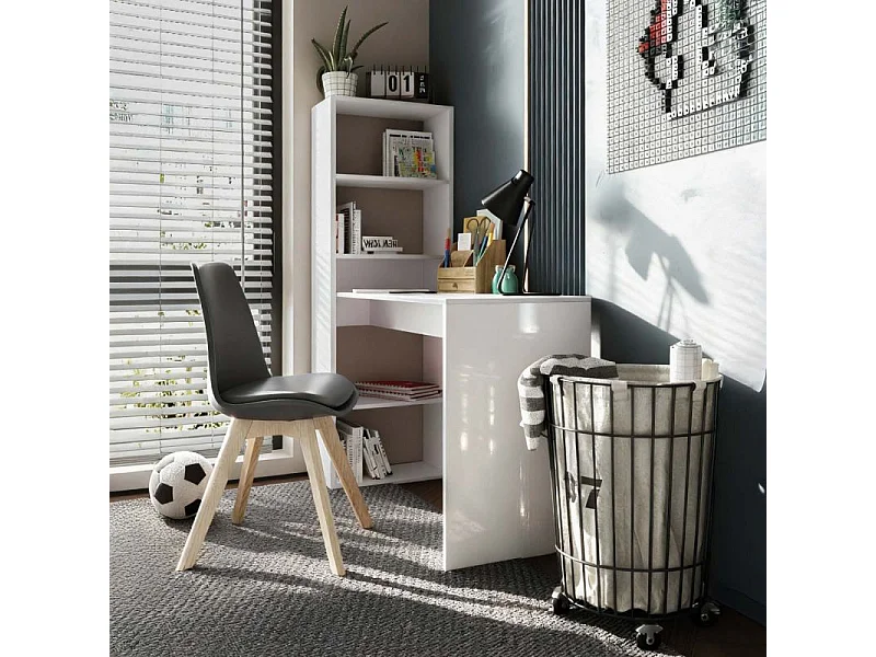 Mesa de escritorio con estantería en blanco artik 120x50 cm Cosmic Blanco Artik (Blanco Mate)