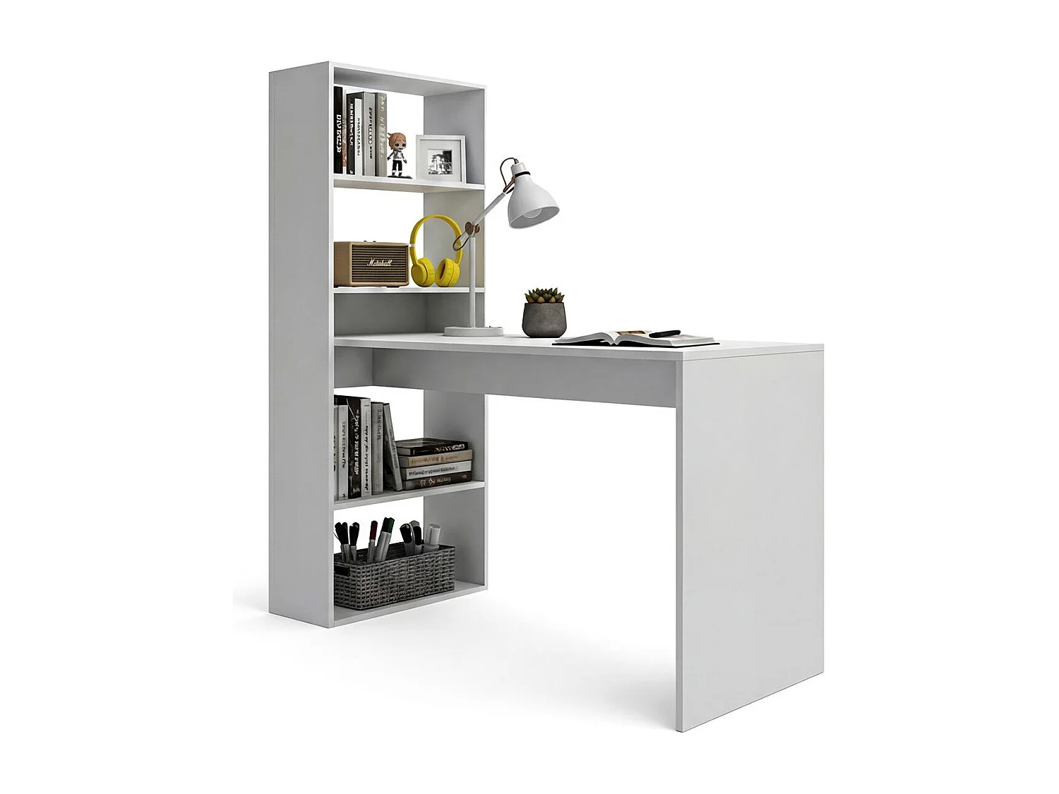 Mesa de escritorio con estantería en blanco artik 120x50 cm Cosmic Blanco Artik (Blanco Mate)