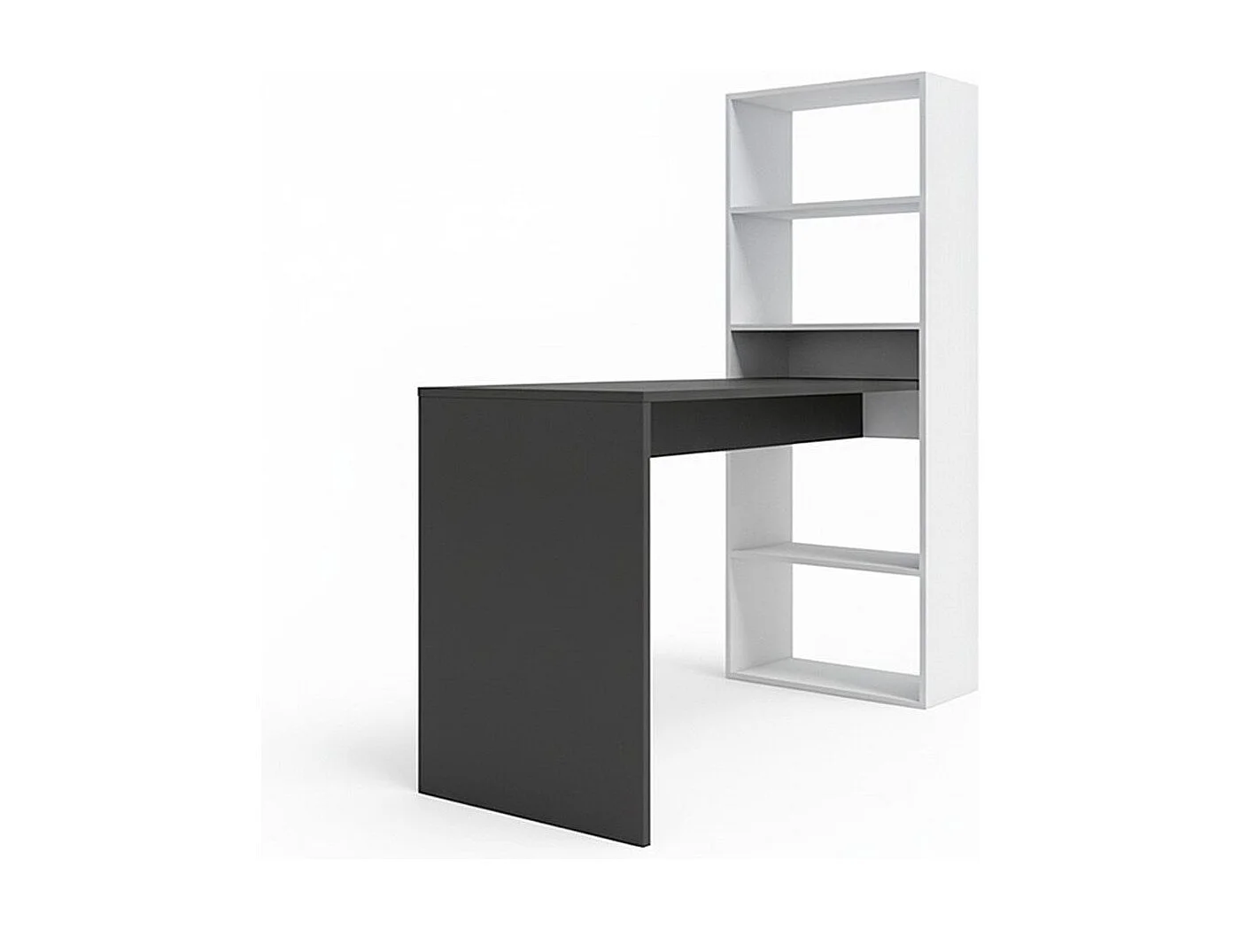 Mesa de escritorio con estantería Cosmic en blanco artik gris antracita 120 x 144 cm Blanco Artik (Blanco Mate) - Gris Antracita