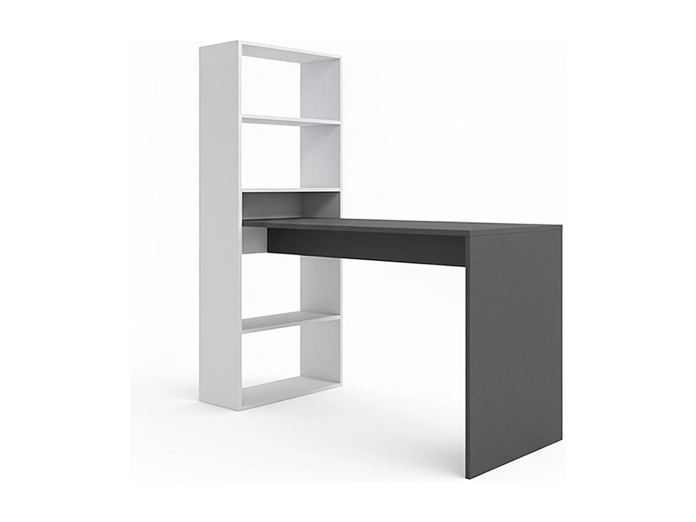 Mesa de escritorio con estantería Cosmic en blanco artik gris antracita 120 x 144 cm Blanco Artik (Blanco Mate) - Gris Antracita