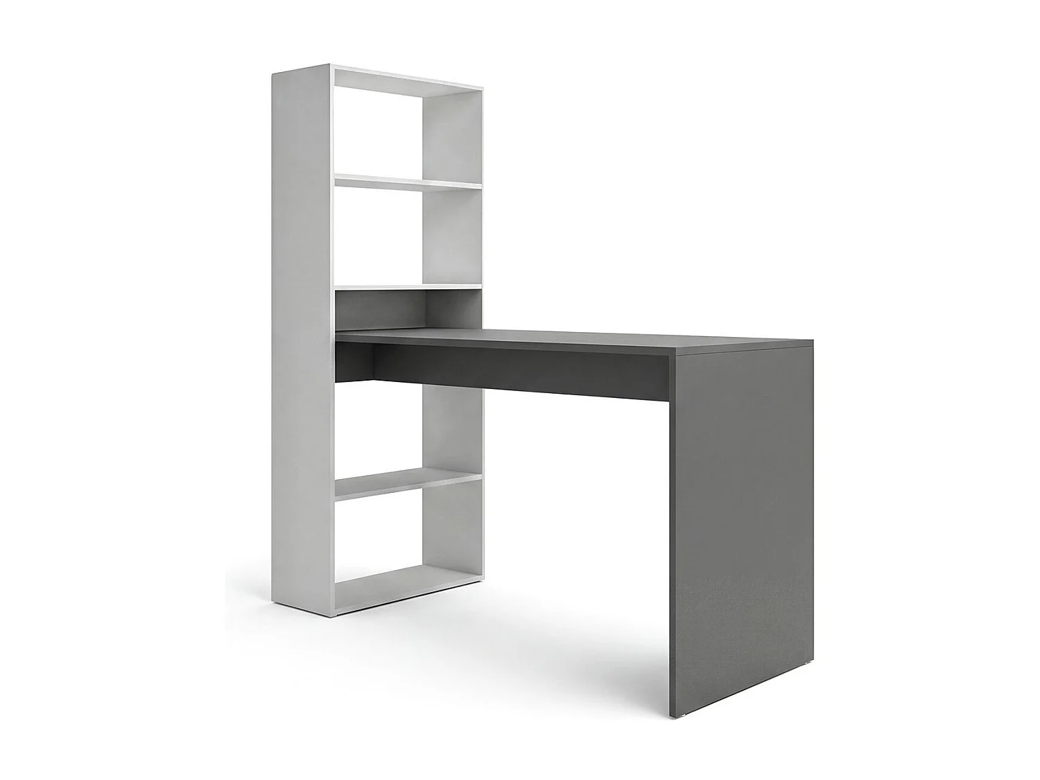 Mesa de escritorio con estantería en blanco artik y gris antracita 120x50 cm Cosmic Blanco Artik (Blanco Mate) - Gris Grafito