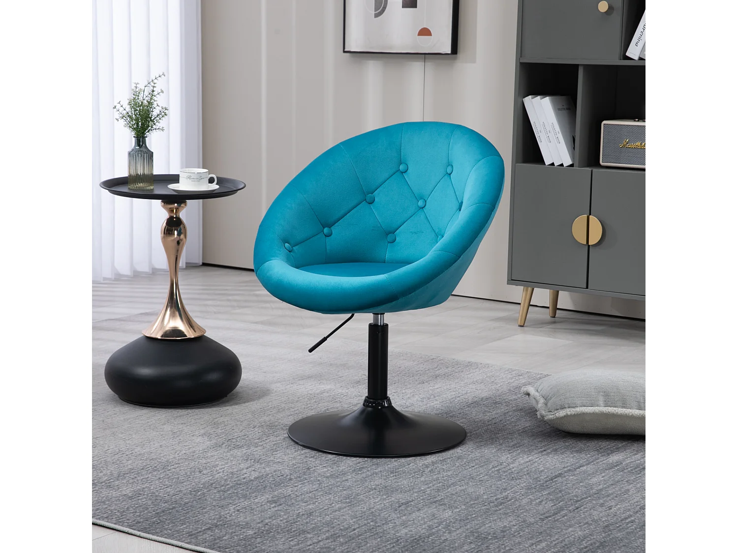 Fauteuil SVITA HAVANNA Fauteuil Lounge Club Tabouret de bar Chaise pivotante Rétro Pétrole/Noir