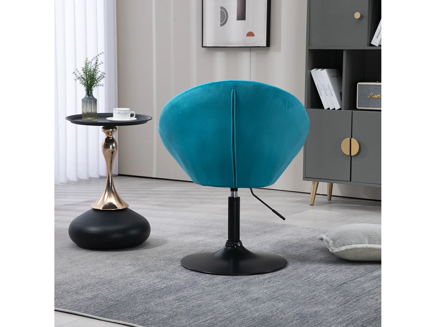 Fauteuil SVITA HAVANNA Fauteuil Lounge Club Tabouret de bar Chaise pivotante Rétro Pétrole/Noir