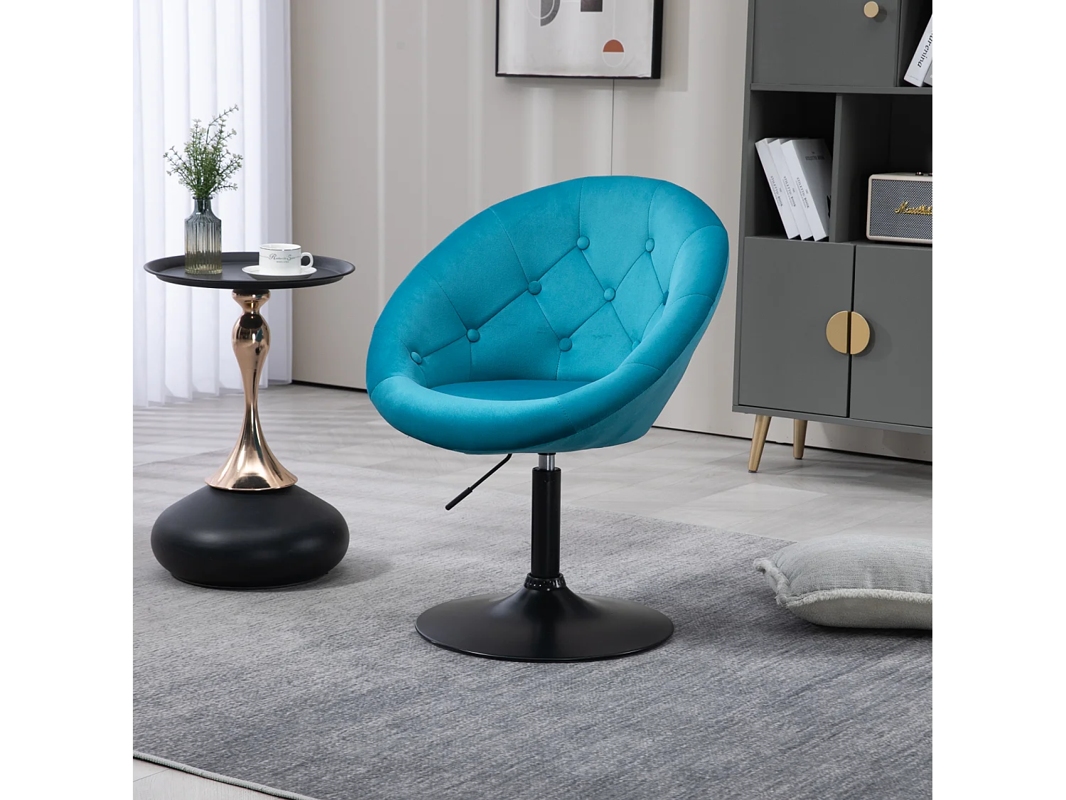 Fauteuil SVITA HAVANNA Fauteuil Lounge Club Tabouret de bar Chaise pivotante Rétro Pétrole/Noir