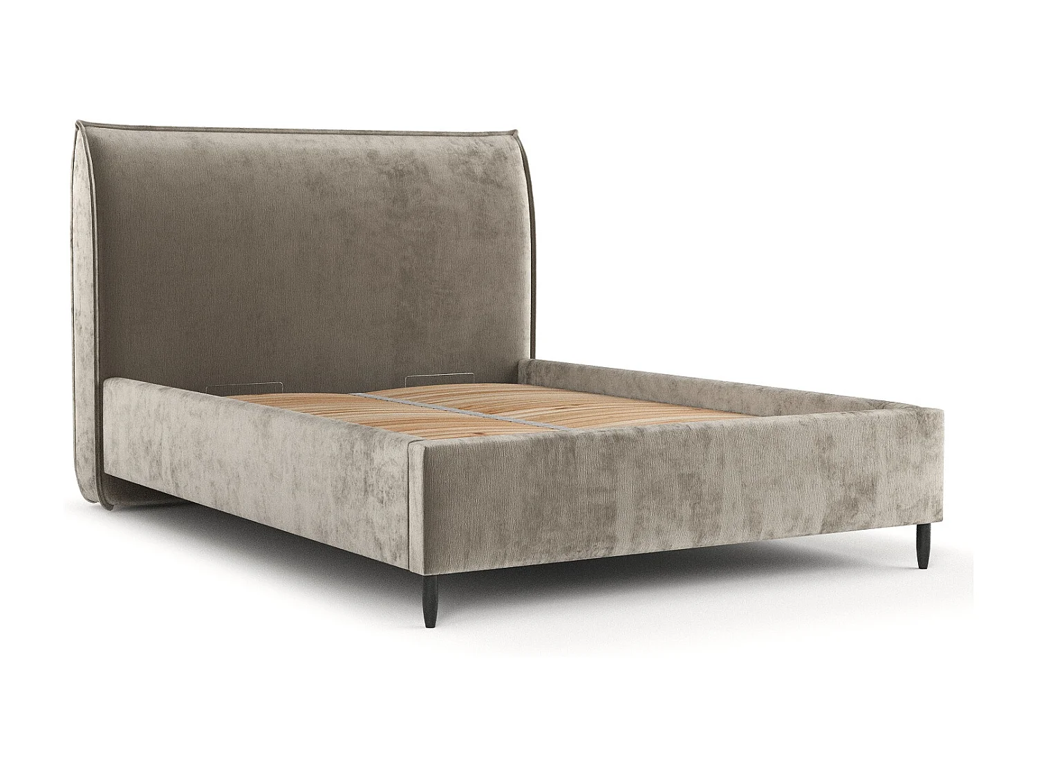 Lit capitonné Shell - 120 x 200 cm - chenille - beige