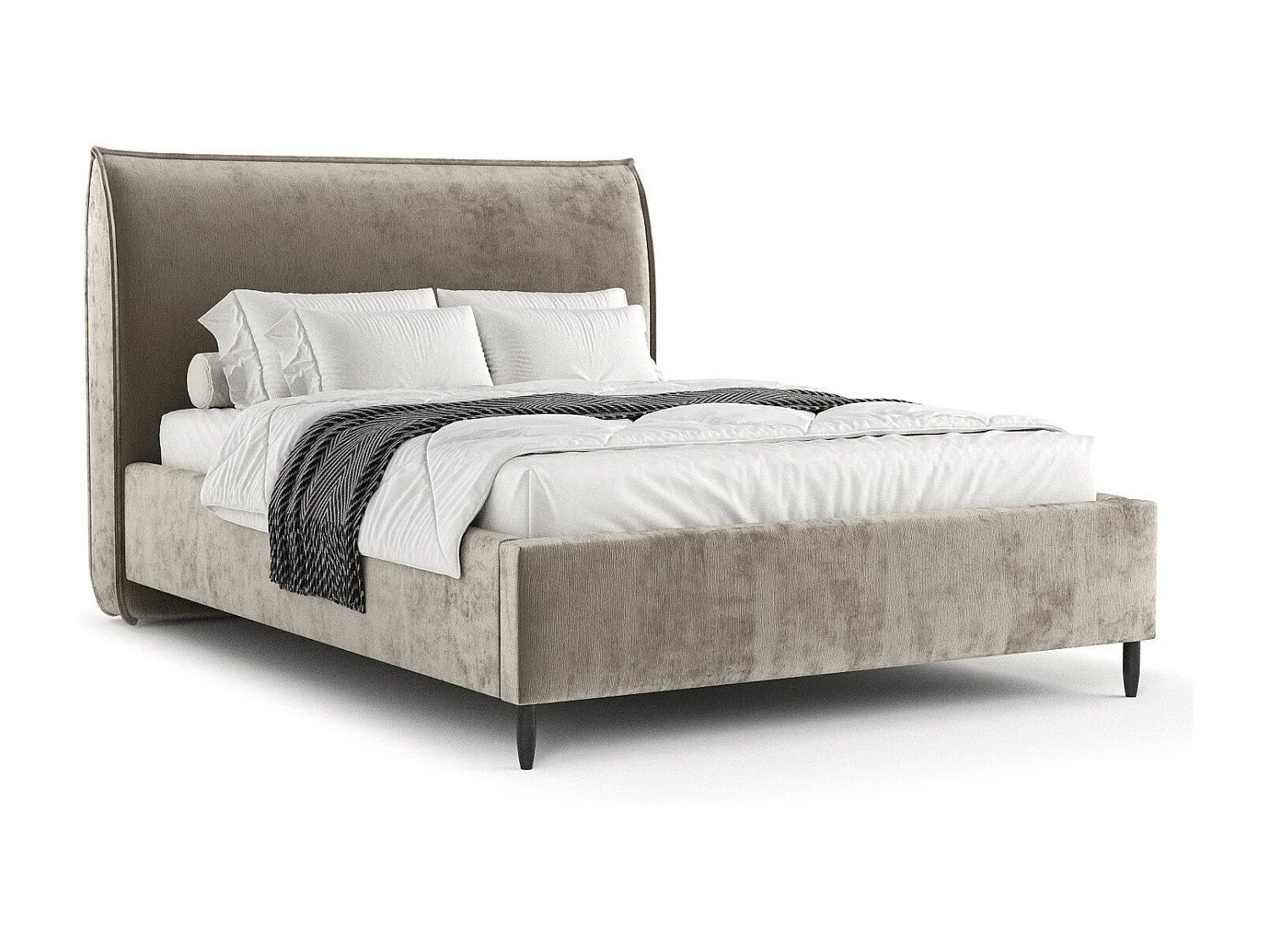 Polsterbett Shell - 120 x 200 cm - Chenille-Stoff - beige