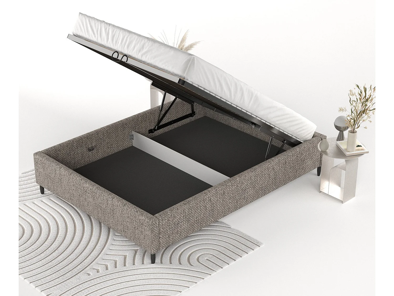 Polsterbett Larch - 140 x 200 cm - Webstoff - braun