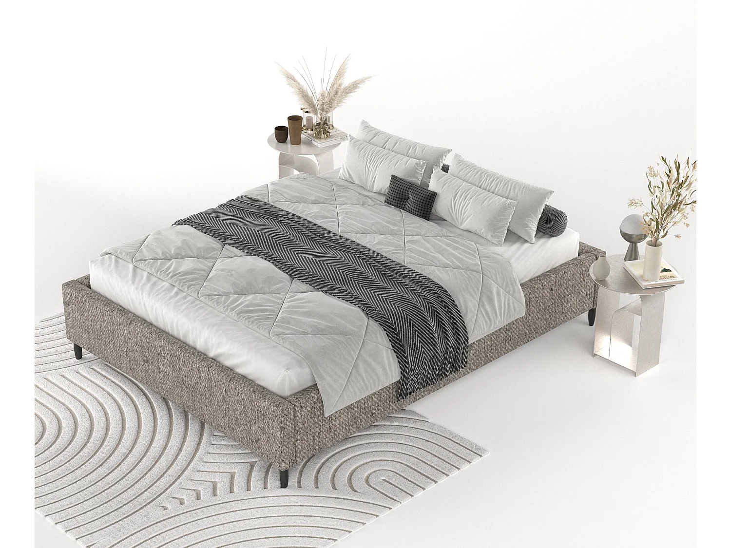 Polsterbett Larch - 140 x 200 cm - Webstoff - braun