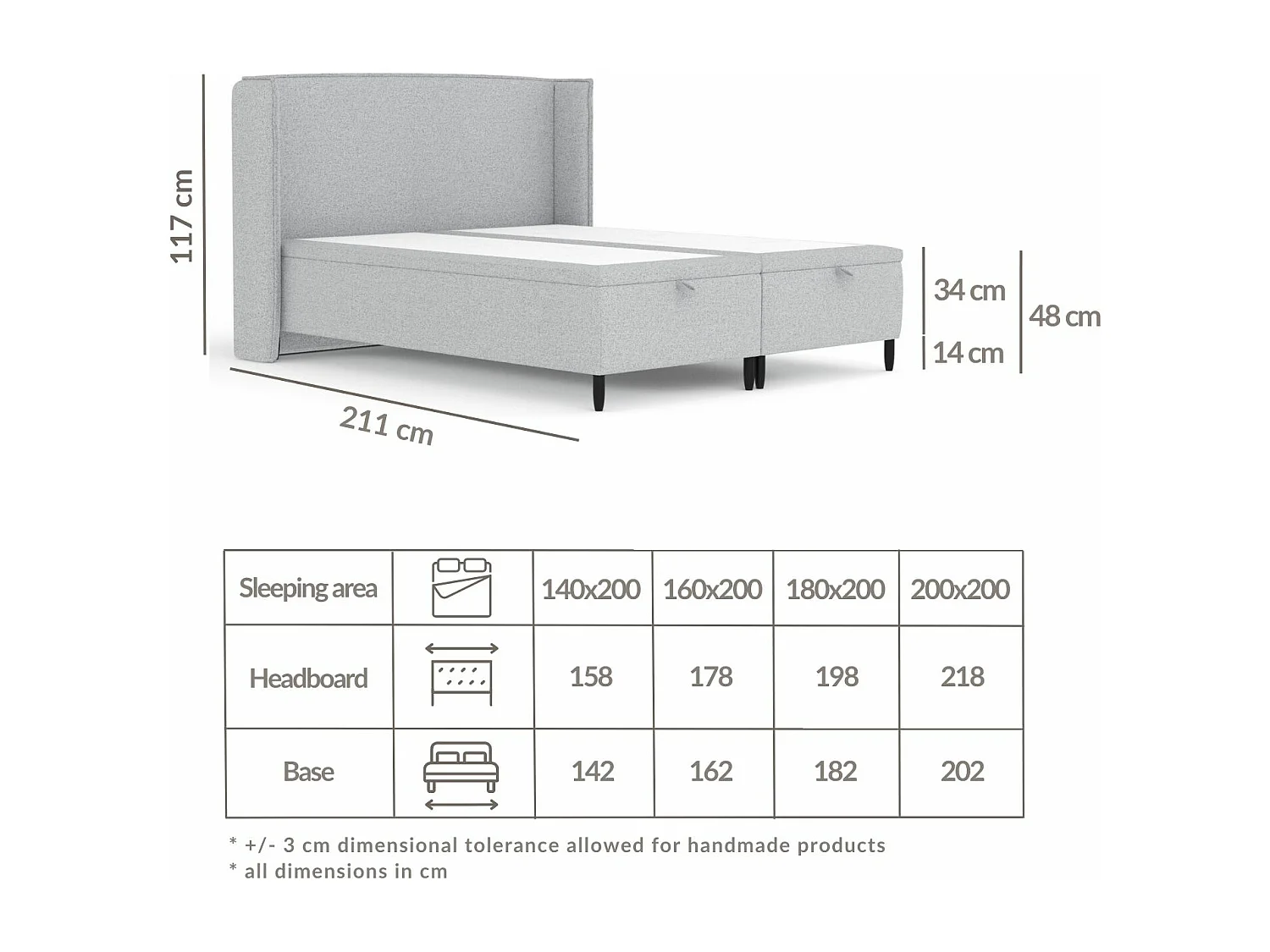 Lit coffre en toile tissée Ritual - 200 x 200 cm - beige