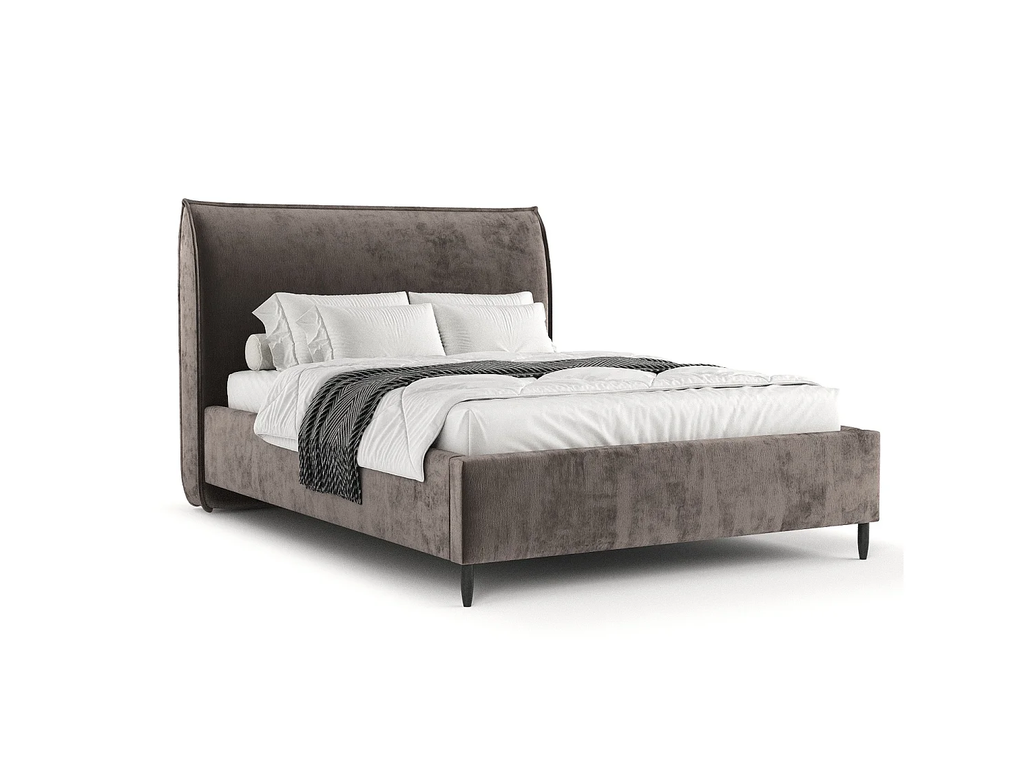 Gestoffeerd bed Shell - 160 x 200 cm - chenillestof - bruin