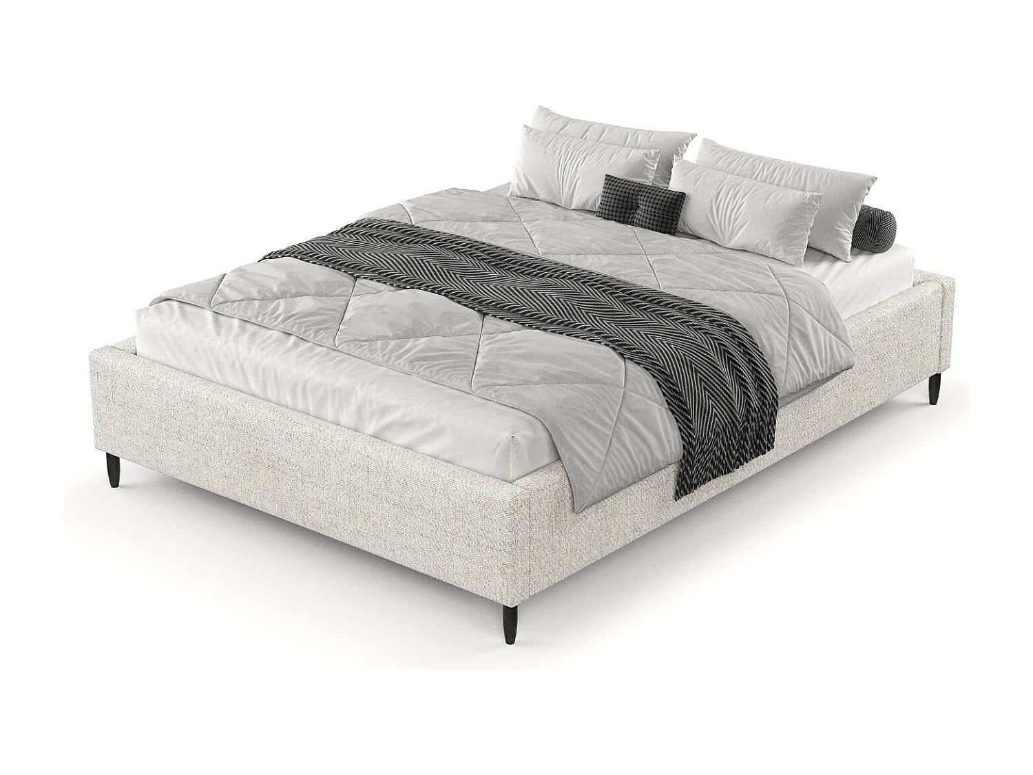 Polsterbett Larch - 160 x 200 cm - Webstoff - creme