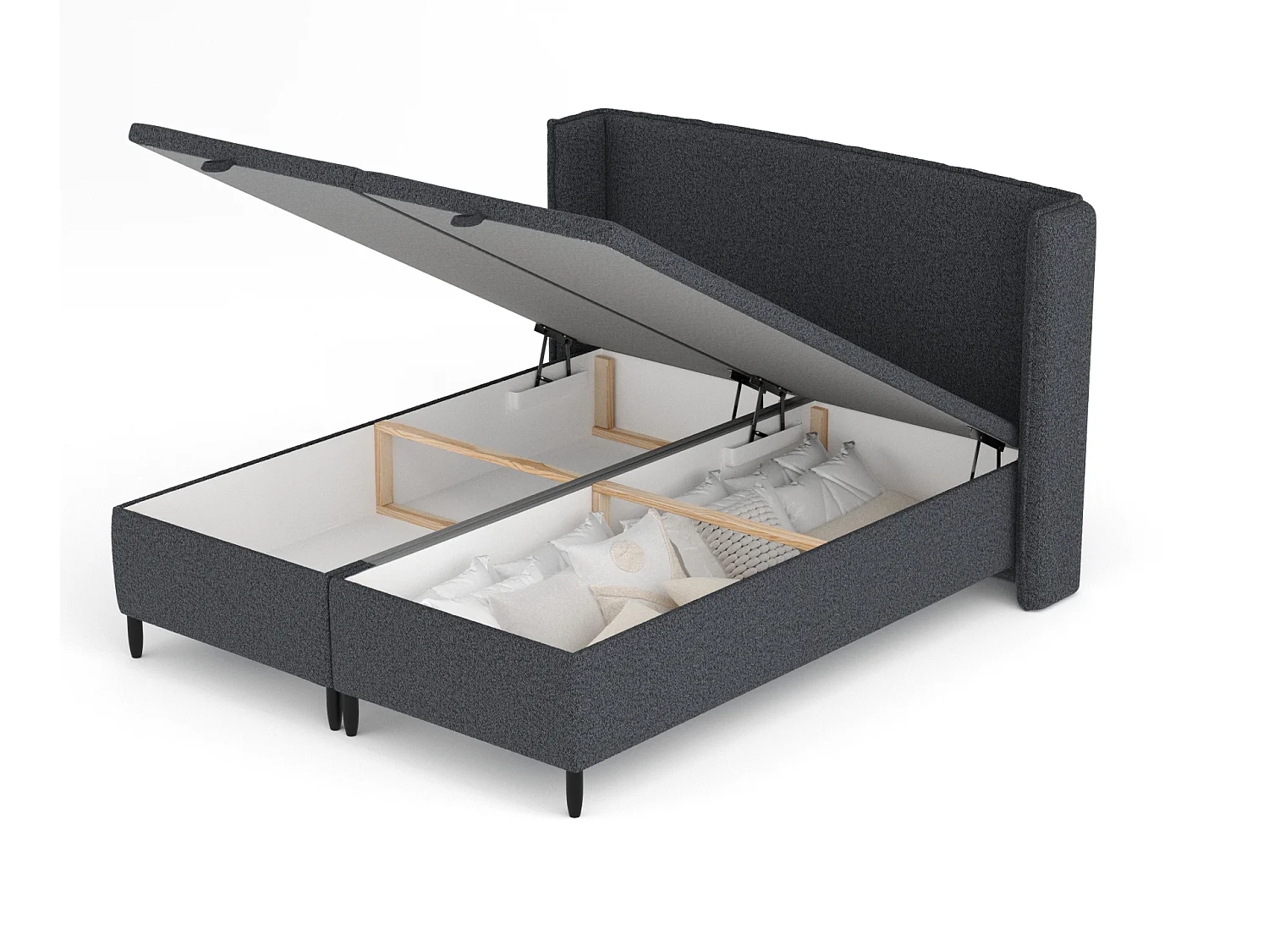 Lit coffre en toile tissée Ritual - 200 x 200 cm - noir