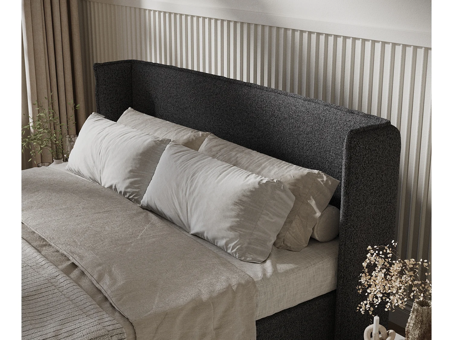 Lit coffre en toile tissée Ritual - 200 x 200 cm - noir