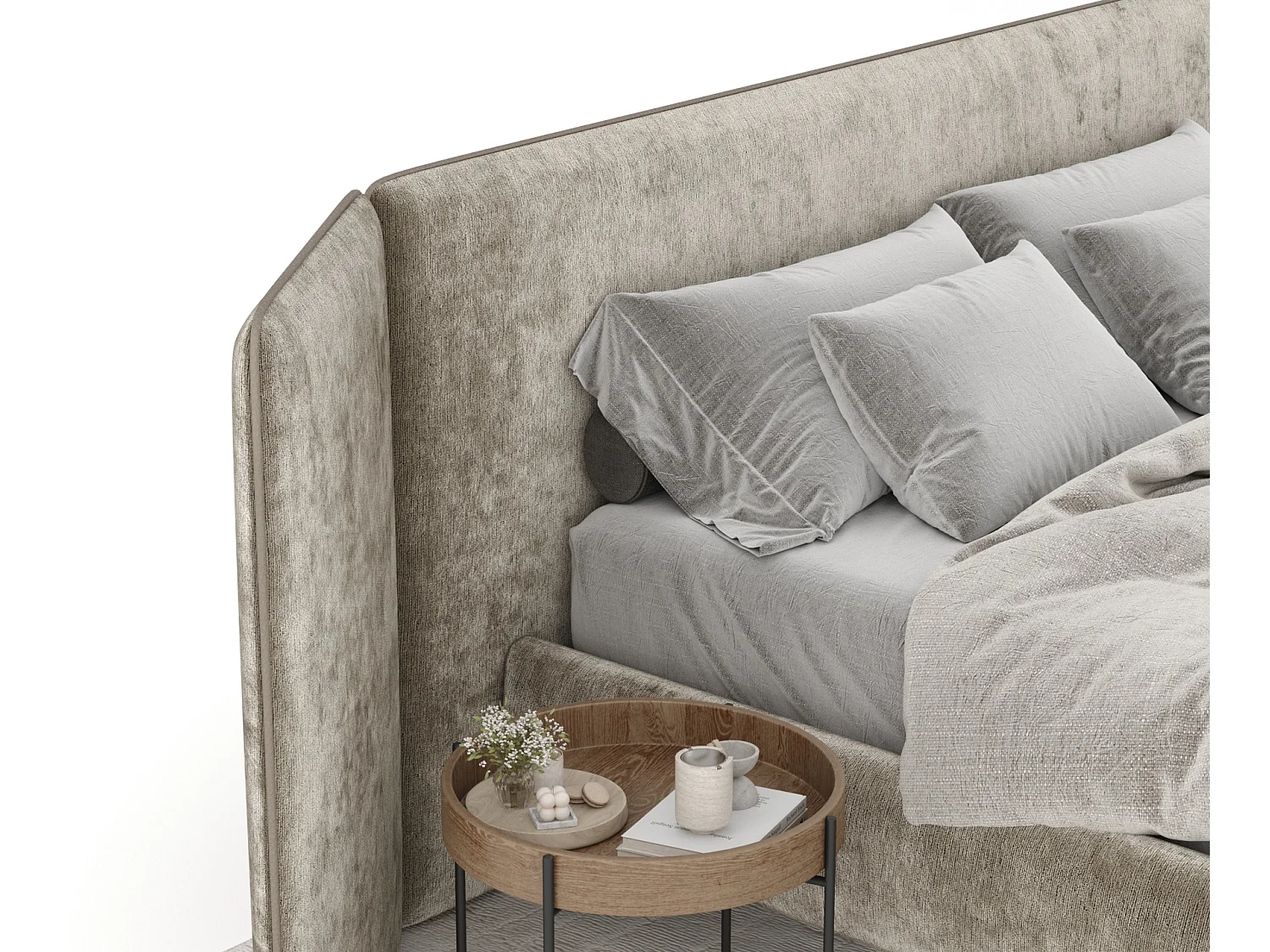 Polsterbett Tokyo - 140 x 200 cm - Chenille-Stoff - beige