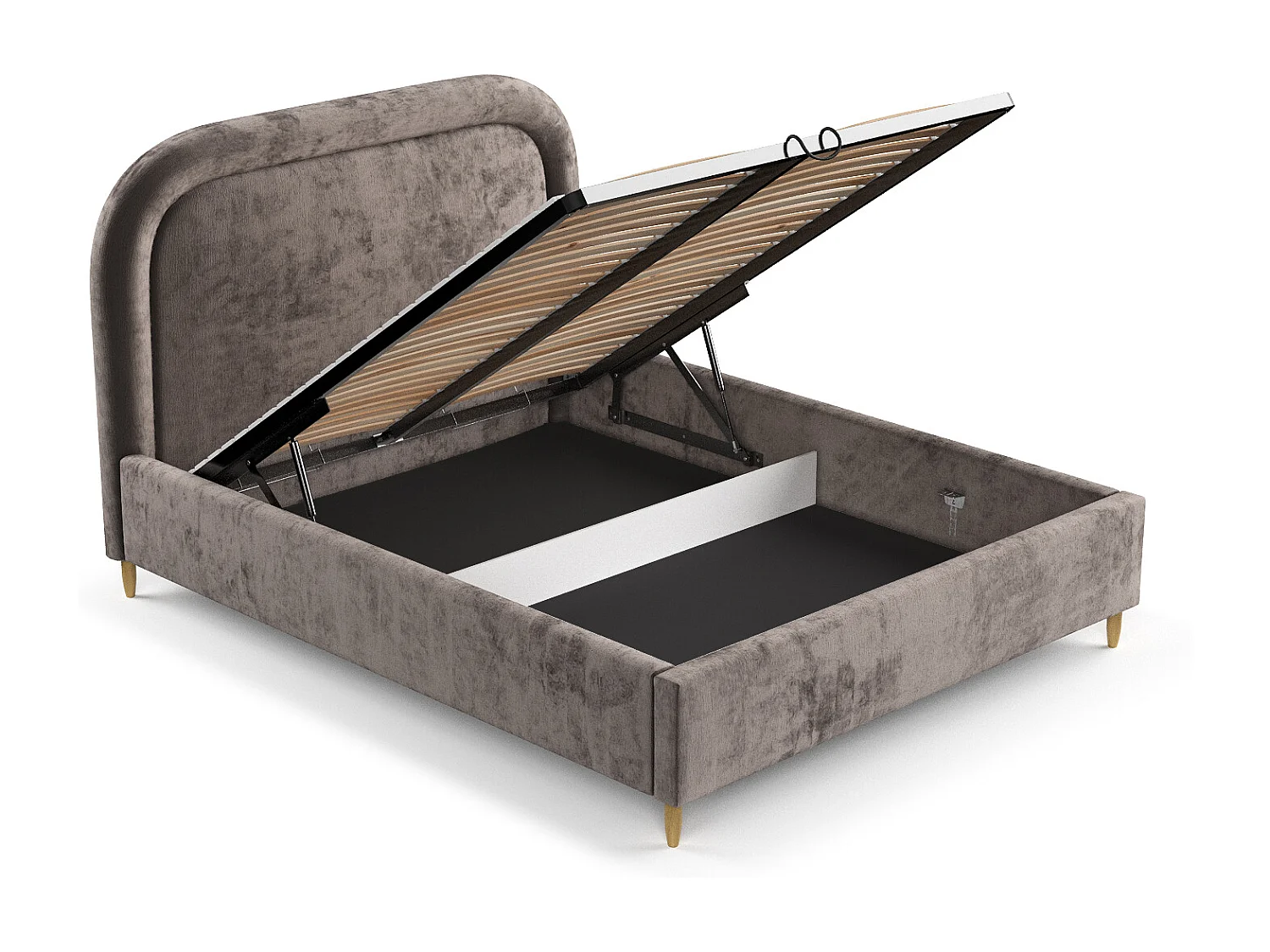 Polsterbett Mija - 120 x 200 cm - Chenille-Stoff - braun