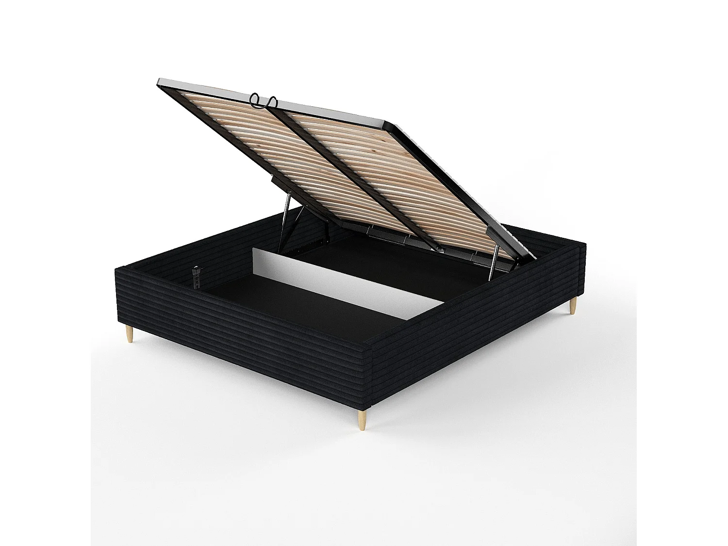 Lit capitonné Larch - 180 x 200 cm - velours - noir