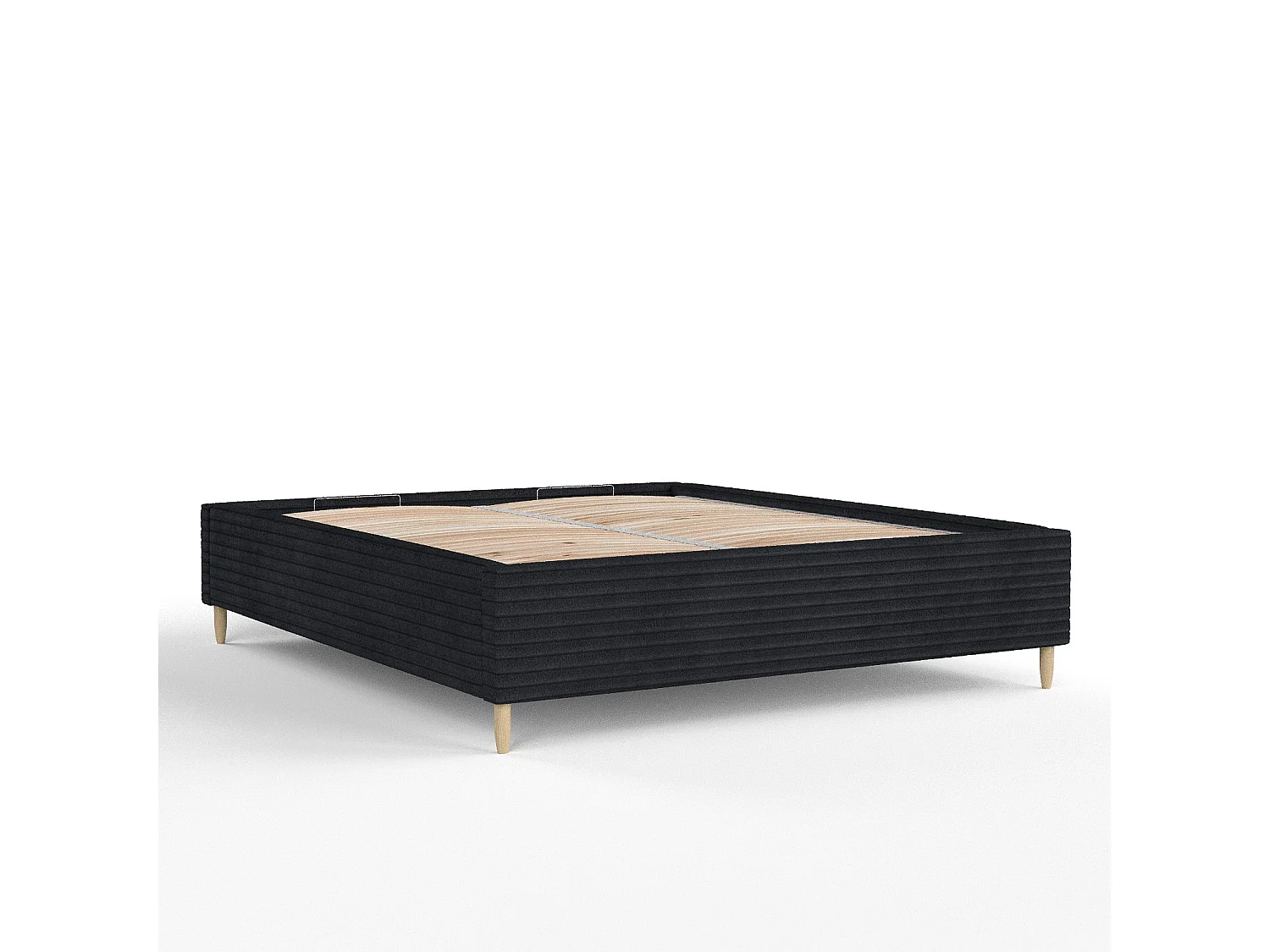 Lit capitonné Larch - 180 x 200 cm - velours - noir