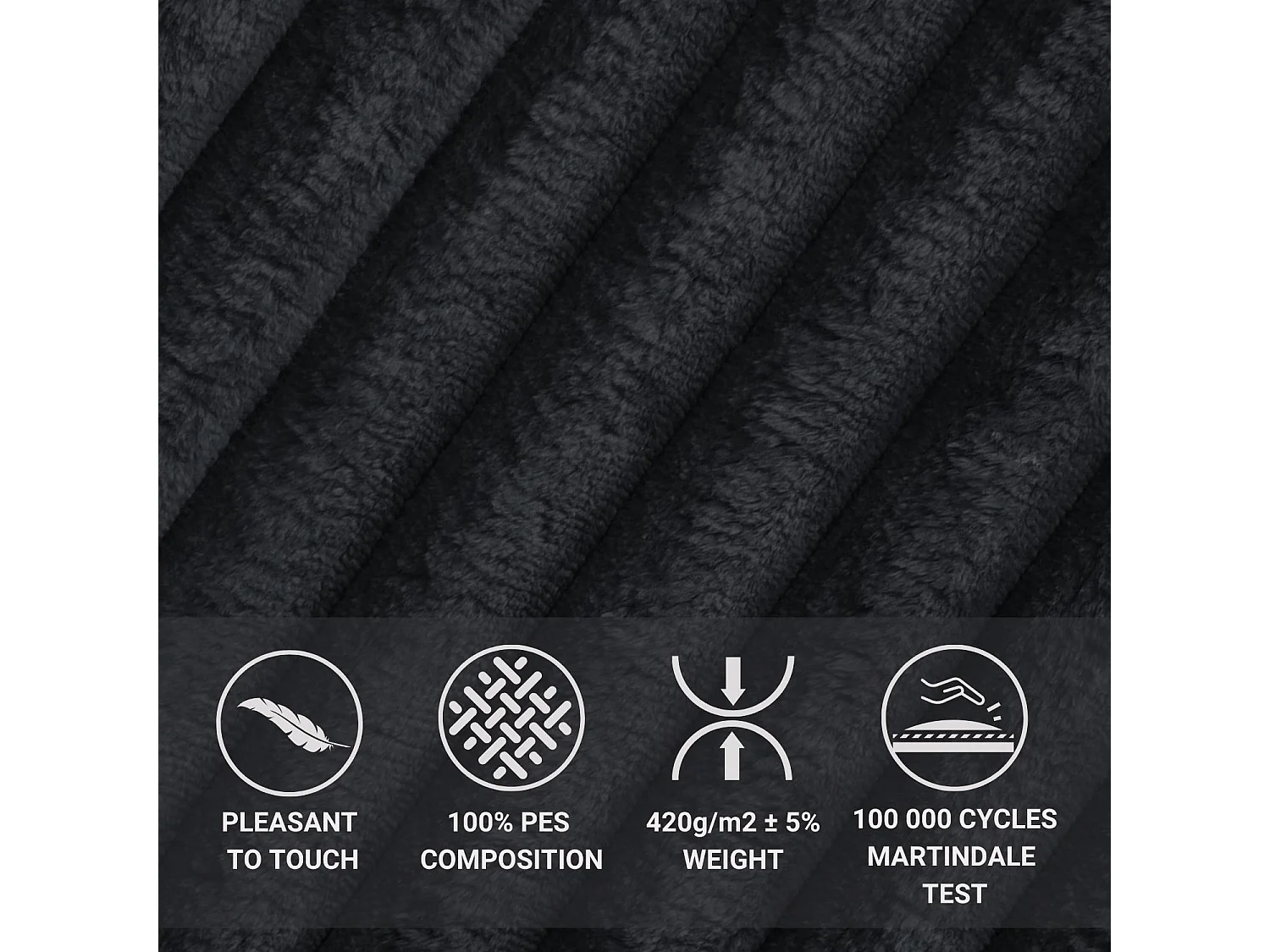 Lit capitonné Larch - 180 x 200 cm - velours - noir