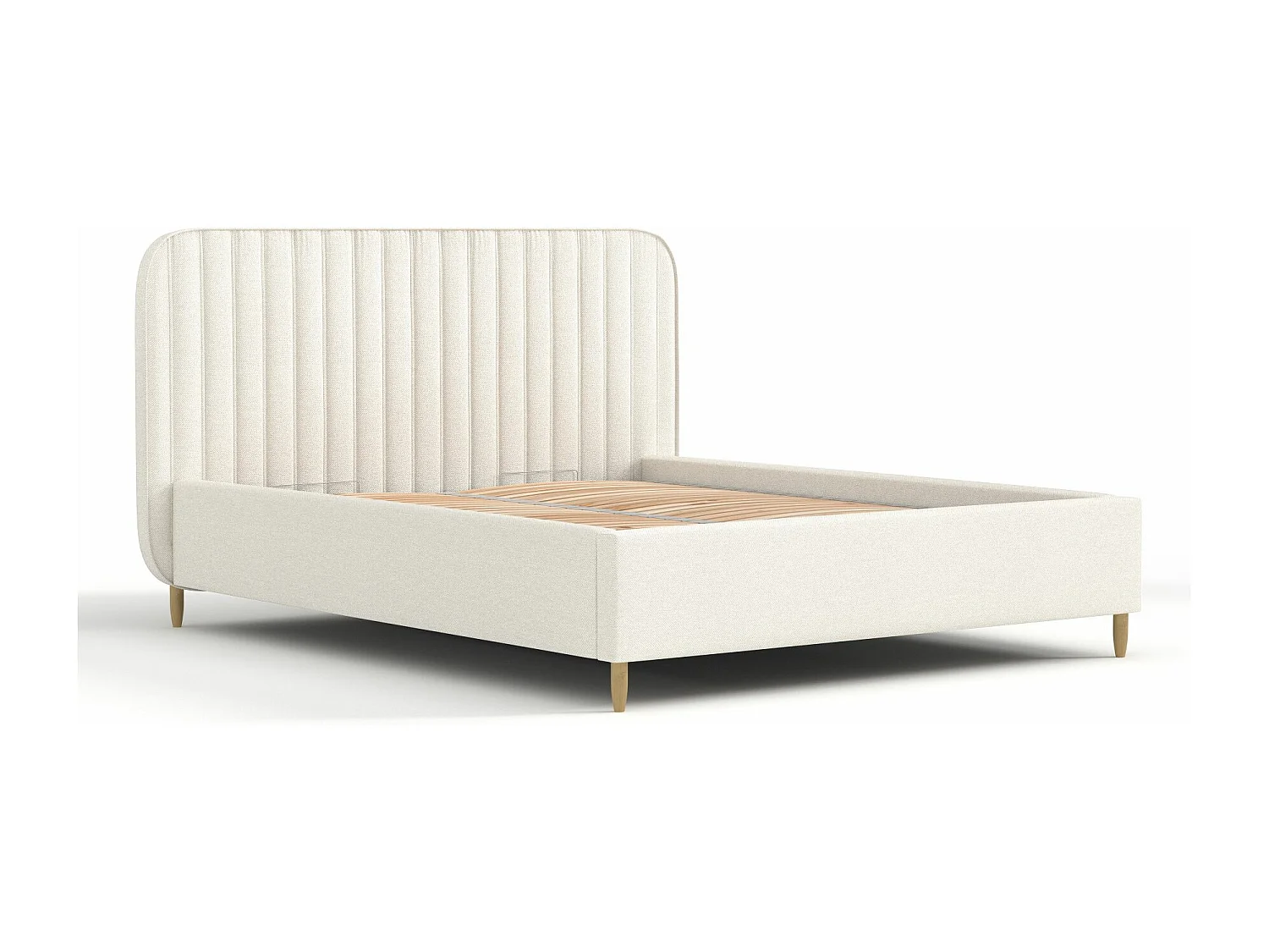 Lit coffre Noto - 180 x 200 cm - toile tissée - crème