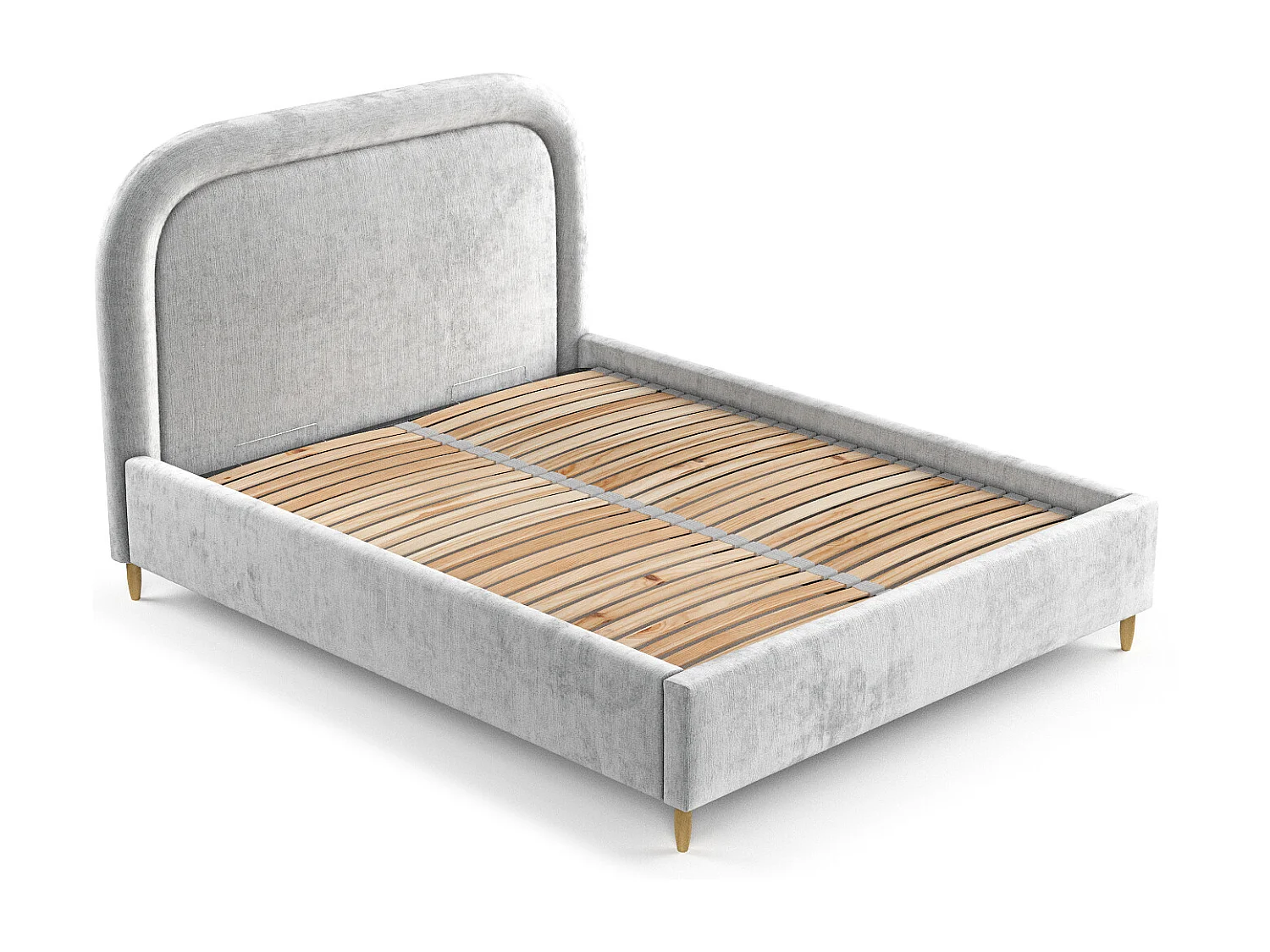 Polsterbett Mija - 180 x 200 cm - Chenille-Stoff - hellgrau