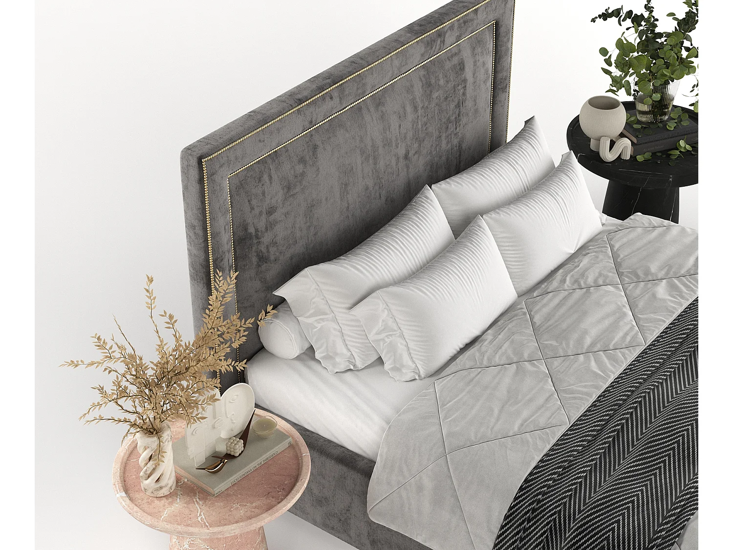 Polsterbett Como - 180 x 200 cm - Chenille-Stoff - dunkelgrau