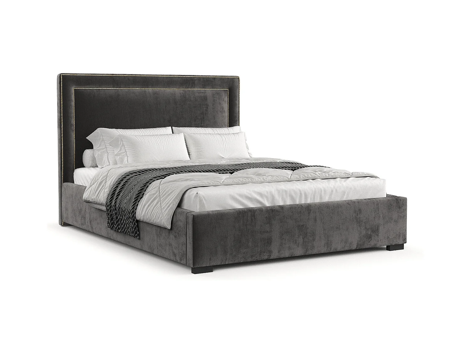 Lit coffre Como - 180 x 200 cm - chenille - gris foncé