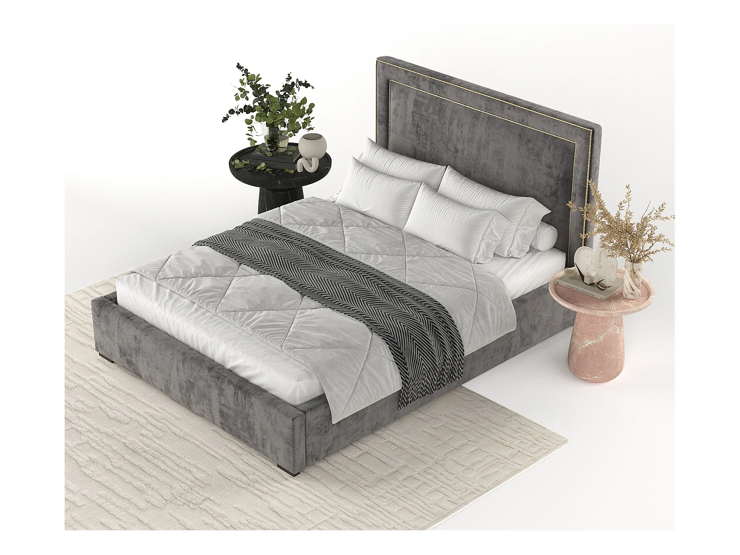 Polsterbett Como - 180 x 200 cm - Chenille-Stoff - dunkelgrau