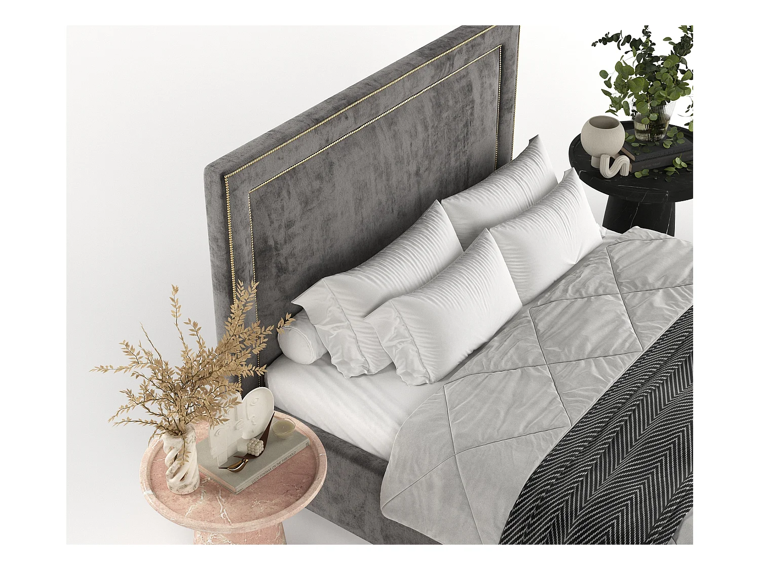 Polsterbett Como - 180 x 200 cm - Chenille-Stoff - dunkelgrau
